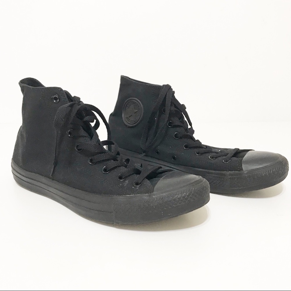 Converse All Black High Tops Size 12